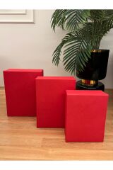 HEDİYE KUTUSU DEKORATİF KUTU DAMAT GELİN SÖZ FİYONKLU KIRMIZI KINA BOHÇA SETİ 3 LÜ +KEMER KUTUSU