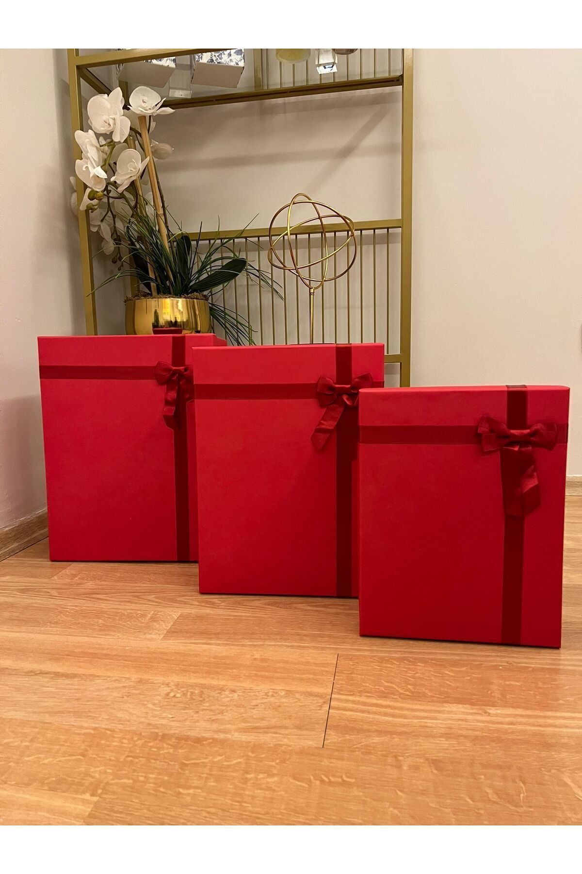 HEDİYE KUTUSU DEKORATİF KUTU DAMAT GELİN SÖZ FİYONKLU KIRMIZI KINA BOHÇA SETİ 3 LÜ +KEMER KUTUSU