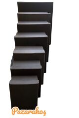 hediye kutusu damat söz bohçası  sıyah 7 li set 6*11*14 cm den 17*30*38 cm kadar  7 boy ideal set