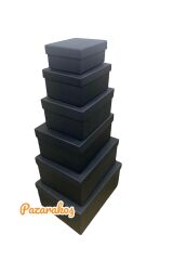 hediye kutusu damat söz bohçası  sıyah 7 li set 6*11*14 cm den 17*30*38 cm kadar  7 boy ideal set