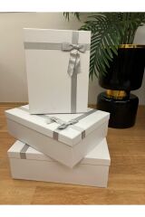 hediye kutusu damat söz bohçası 9lu beyaz set tek siparişte xxl ebattan  saat kutusuna kadar ölçüler