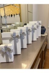 hediye kutusu damat söz bohçası 9lu beyaz set tek siparişte xxl ebattan  saat kutusuna kadar ölçüler