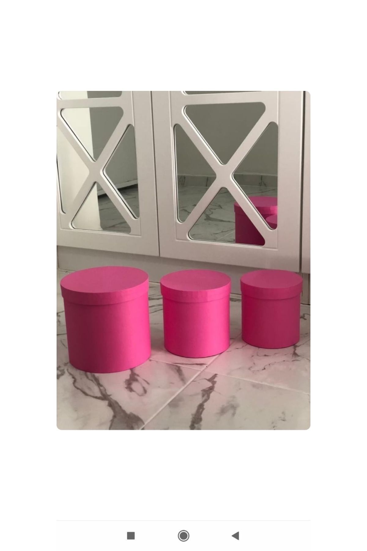 Hediye Kutusu Pembe Silindir Kutu Yuvarlak Çiçekçi Kutusu 3 Lü Set 20*20// 17*17 // 16*16 Cm