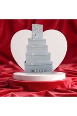 HEDİYE KUTUSU DAMAT BOHÇASI BEYAZ KURDELELİ 5 Lİ BÜYÜK BOY SERT MUKAVVA BOHÇA İÇİN EN İDEAL SET