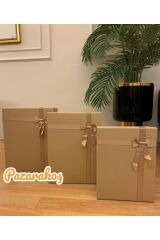 Hediye kutusu  damat bohçası dekoratif xxl büyük kutu seti 3 lü kaft renk