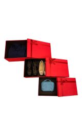 DAMAT BOHÇA SETİ BÜYÜK KIRMIZI  KURDELELİ  3 LÜ SET HEDİYE KUTUSU MUKAVVA XXL