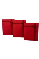 DAMAT BOHÇA SETİ BÜYÜK KIRMIZI  KURDELELİ  3 LÜ SET HEDİYE KUTUSU MUKAVVA XXL