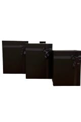 DAMAT BOHÇA SETİ BÜYÜK SİYAH KURDELELİ  3 LÜ SET HEDİYE KUTUSU MUKAVVA