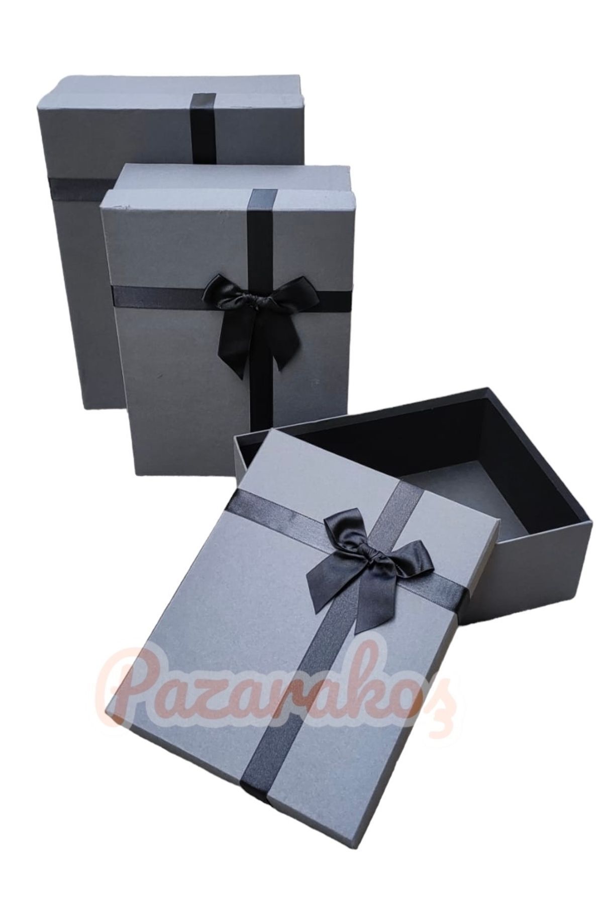HEDİYE KUTUSU DEKORATİF KUTU HEDİYELİK KUTU FÜME DAMAT BOHÇA SETİ 3 LÜ