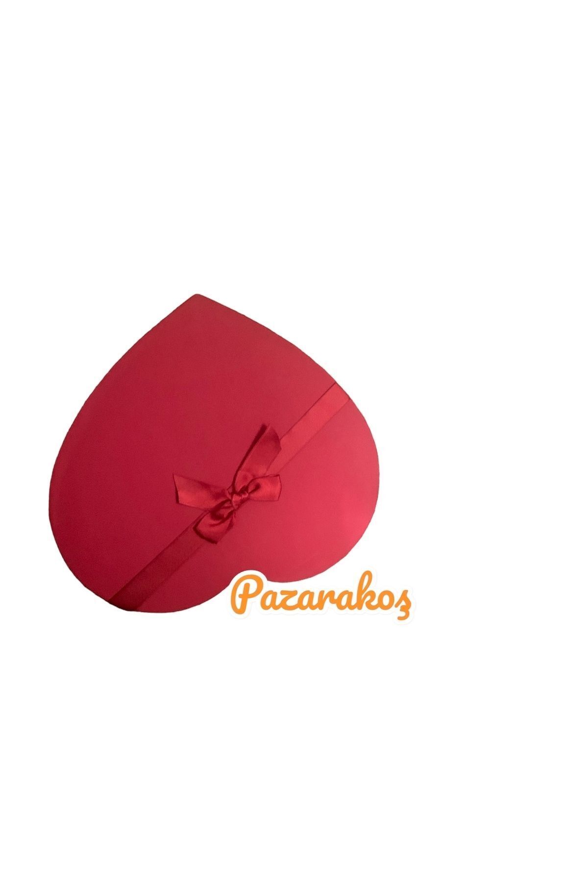 Hediye Kutusu Kırmızı Büyük Fiyonklu Kalpli Xxl Ebat 33*33* Yükseklik 10.5 Cm