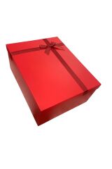 Hediye Kutusu Kurdeleli Büyük Kırmızı Damat Bohçası Söz Bohçası Yükseklik:17 Cm Bou 38 Cm En 30 Cm