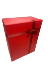 Hediye Kutusu Kurdeleli Büyük Kırmızı Damat Bohçası Söz Bohçası Yükseklik:17 Cm Bou 38 Cm En 30 Cm