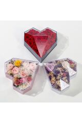 Hediye Kutusu Boş kırmızı Kalpli Hediye Kutusu Hediyelik Kutu Mika Kapaklı Kutu