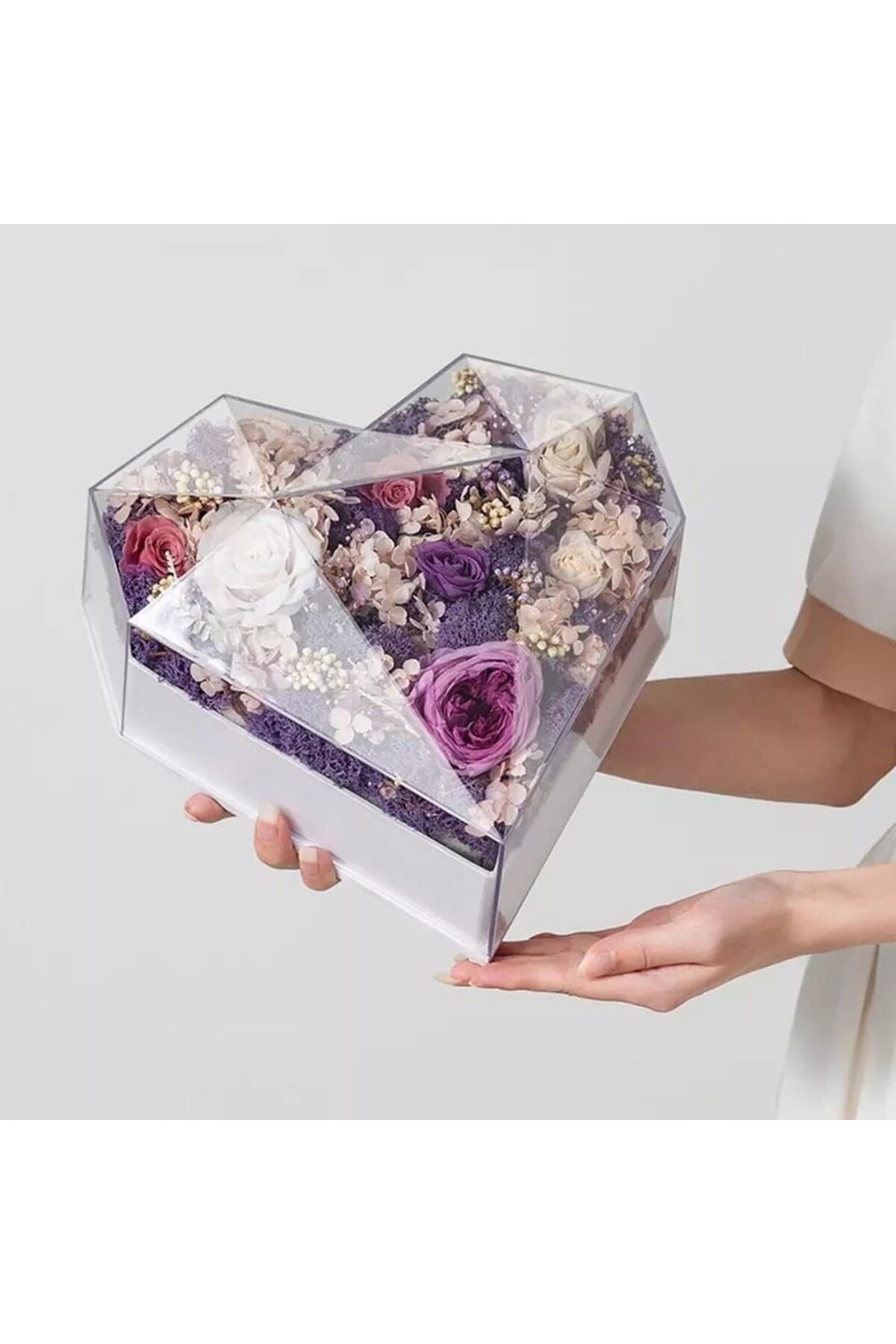 Hediye Kutusu Boş Beyaz Kalpli Hediye Kutusu Hediyelik Kutu Mika Kapaklı Kutu