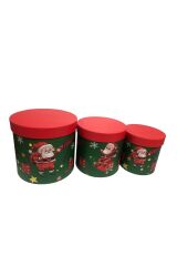 hediye kutusu kırmızı  silindir kutu yuvarlak çiçekçi kutusu  3 lü set 20*20// 17*17 // 16*16 cm
