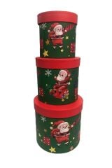 hediye kutusu kırmızı  silindir kutu yuvarlak çiçekçi kutusu  3 lü set 20*20// 17*17 // 16*16 cm
