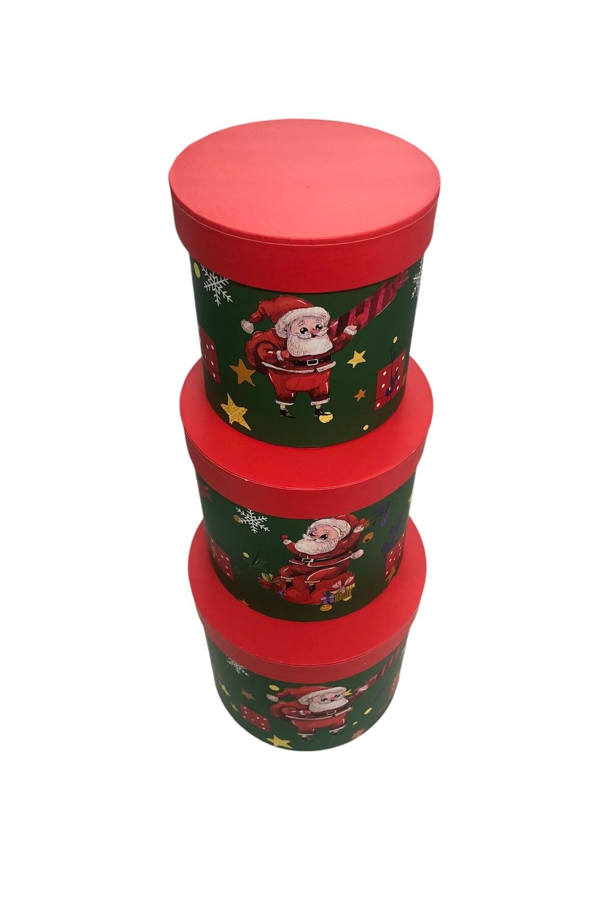 hediye kutusu kırmızı  silindir kutu yuvarlak çiçekçi kutusu  3 lü set 20*20// 17*17 // 16*16 cm