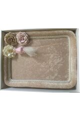 nişan söz tepsisi ahşap üzeri kadife döşeme