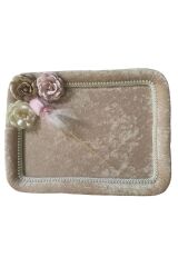 nişan söz tepsisi ahşap üzeri kadife döşeme