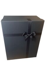 Hediye Kutusu Büyük Boy Kurdeleli Siyah Damat Bohçası Söz Bohçası Yükseklik:17 Cm En 30 Cm Boy:38 Cm