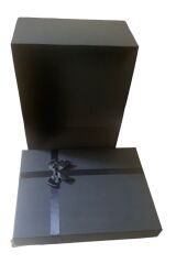 Hediye Kutusu Büyük Boy Kurdeleli Siyah Damat Bohçası Söz Bohçası Yükseklik:17 Cm En 30 Cm Boy:38 Cm