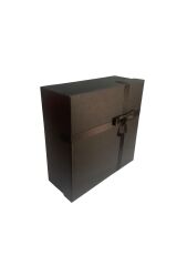 Hediye Kutusu Büyük Boy Kurdeleli Siyah Damat Bohçası Söz Bohçası Yükseklik:17 Cm En 30 Cm Boy:38 Cm