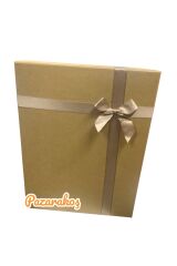 hediye kutusu kraft kurdeleli büyük boy 16,5*30*38 cm