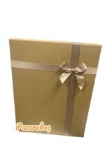 hediye kutusu kraft kurdeleli büyük boy 16,5*30*38 cm