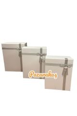 Beyaz Fiyonklubeyaz Damat Bohçası Hediye Kutusu 3 Lü Set Kemer Kutusu Hediyemizdir