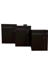 SİYAH FİYONKLU SİYAH DAMAT BOHÇASI HEDİYE KUTUSU 3 LÜ KEMER KUTUSU HEDİYEMİZ