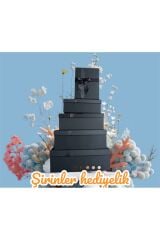 HEDİYE KUTUSU DAMAT BOHÇASI SİYAH KURDELELİ 5 Lİ BÜYÜK BOY SERT MUKAVVA BOHÇA İÇİN EN İDEAL SET