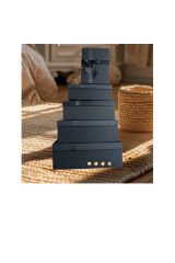 HEDİYE KUTUSU DAMAT BOHÇASI SİYAH KURDELELİ 5 Lİ BÜYÜK BOY SERT MUKAVVA BOHÇA İÇİN EN İDEAL SET