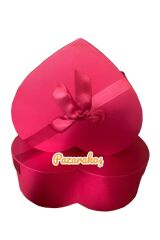 hediye kutusu kırmızı büyük fiyonklu  kalpli ikli set ölçüler 30*30*10 cm 2. boy 24*24*8 cm Kırmızı