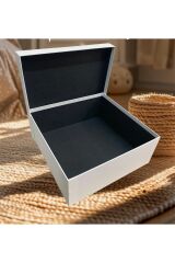 Hediye Kutusu beyaz Kurdeleli beyaz 30 Cm En 30 Cm Boy 12 Cm Yükseklik Söz Damat Bohçası