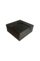 Hediye Kutusu Siyah Kurdeleli Siyah 30 Cm En 30 Cm Boy 12 Cm Yükseklik Söz Damat Bohçası