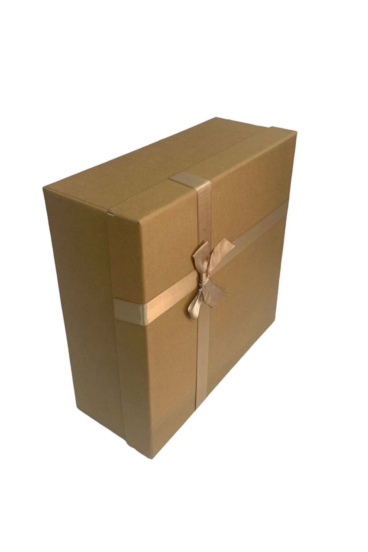Hediye Kutusu Kurdeleli Kraft 30 Cm En 30 Cm Boy 12 Cm Yükseklik Söz Damat Bohçası