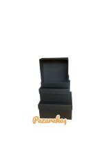 Hediye Kutusu D Hediyelik Kutu Siyah Damat Bohça Seti 3 Lü 10*21*27 Cm 11*22*30 Cm 12*26*34 Cm