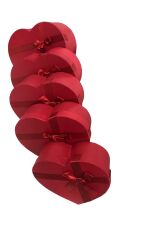 büyük kalpli kutu seti kırmızı ve kırmızı kurdeleli