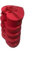 büyük kalpli kutu seti kırmızı ve kırmızı kurdeleli