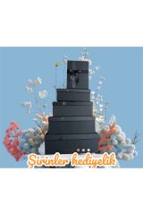 DAMAT GELİN BOHÇA SETİ SİYAH SETEN KURDELE VE PATYON SİYAH BÜYÜK BOY 5 Lİ SET