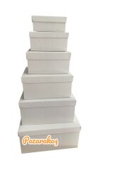 hediye kutusu BEYAZdekoratif 6 lı kutu seti