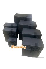 Hediye Kutusu Damat Gelin Söz Bohça Seti Siyah Fiyonklu 7 Li Dekoratif Sert Mukavva Kutu