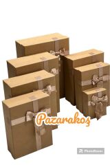 Hediye Kutusu Damat Gelin Söz Bohça Seti kraft Fiyonklu 7 Li Dekoratif Sert Mukavva Kutu