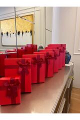 Hediye Kutusu Damat Gelin Söz Bohça Seti kırmızı Fiyonklu 7 Li Dekoratif Sert Mukavva Kutu